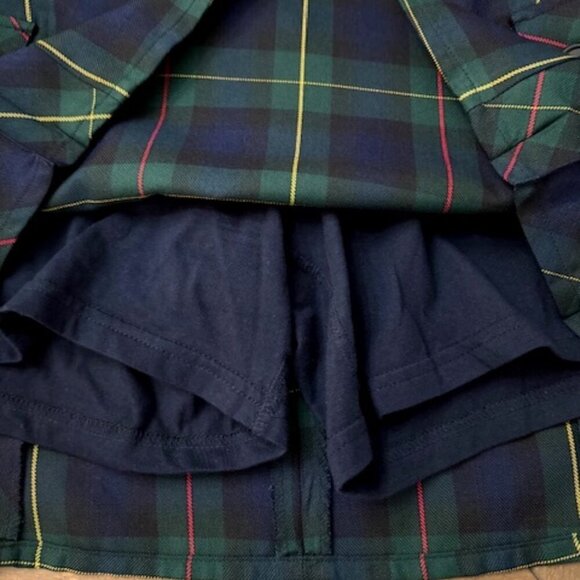 Lands' End School Uniform Side Pleat Skort Plaid Hunter/Classic Navy Size 6 - Picture 3 of 6